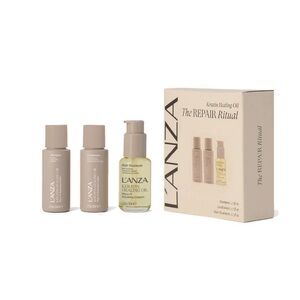 L'ANZA Keratin Healing Oil Repair Ritual Set - Cream and Gold travel size